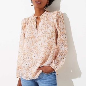 Loft Floral Split Neck Blouse - NWOT